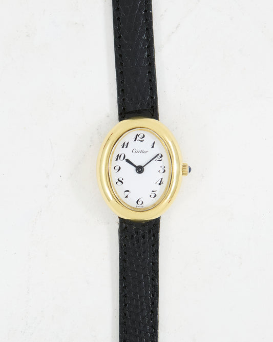 CARTIER BAIGNOIRE BREGUET NUMERAL DIAL ON SIGNED STRAP & BUCKLE