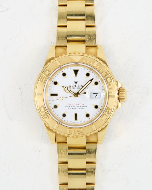 ROLEX YACHT-MASTER WHITE DIAL MKI CASE IN YELLOW GOLD