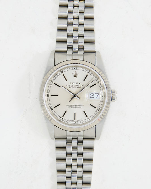 ROLEX DATEJUST SILVER DIAL ON JUBILEE BRACELET