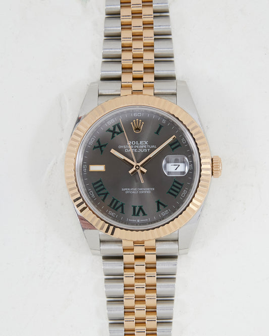 ROLEX DATEJUST 41 WIMBLEDON IN STEEL & ROSE GOLD ON JUBILEE BRACELET