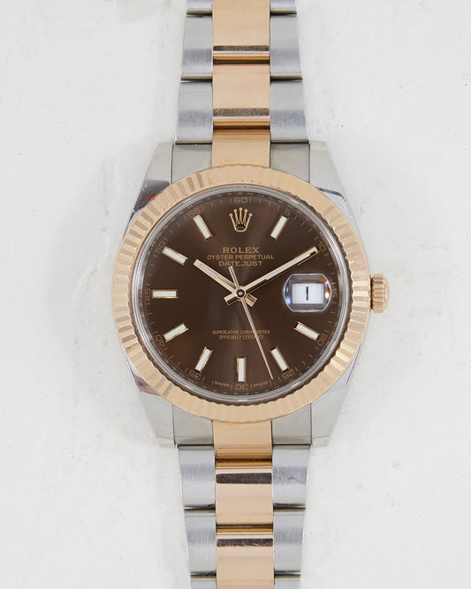 ROLEX DATEJUST 41 CHOCOLATE IN STEEL & ROSE GOLD